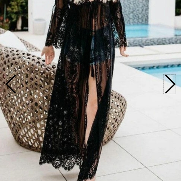 SOLD SWIMSUIT COVER-UP BLACK LACE ONE SIZE - Picture 3 of 3